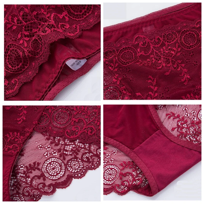3pcs/lot Sexy Transparent Panties With Lacy Trim Women High Waisted Briefs Hollow Out Women's Pants Large Sizes Underpants