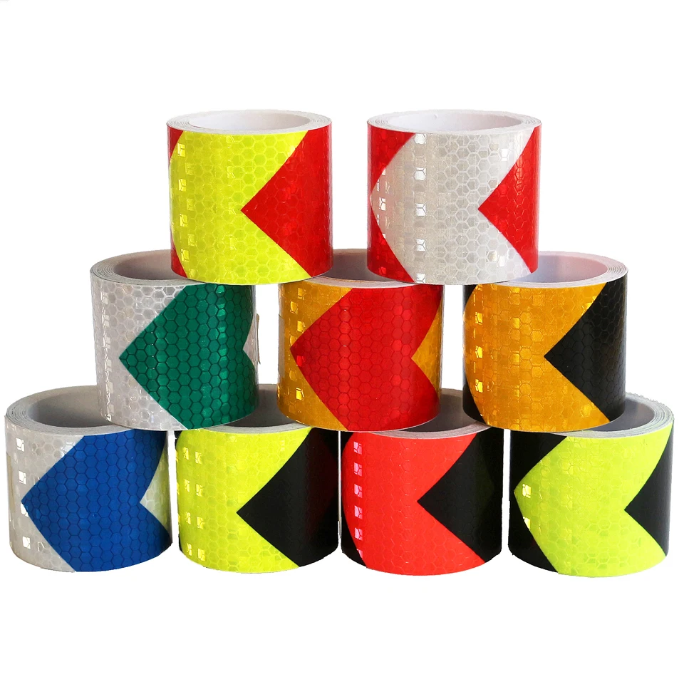 

Hot 5mx5cm Motorcycle decoration Reflective Strips Glue Stickers For Car-Styling Automobiles Arrow Safety Warning Adhesive Tape