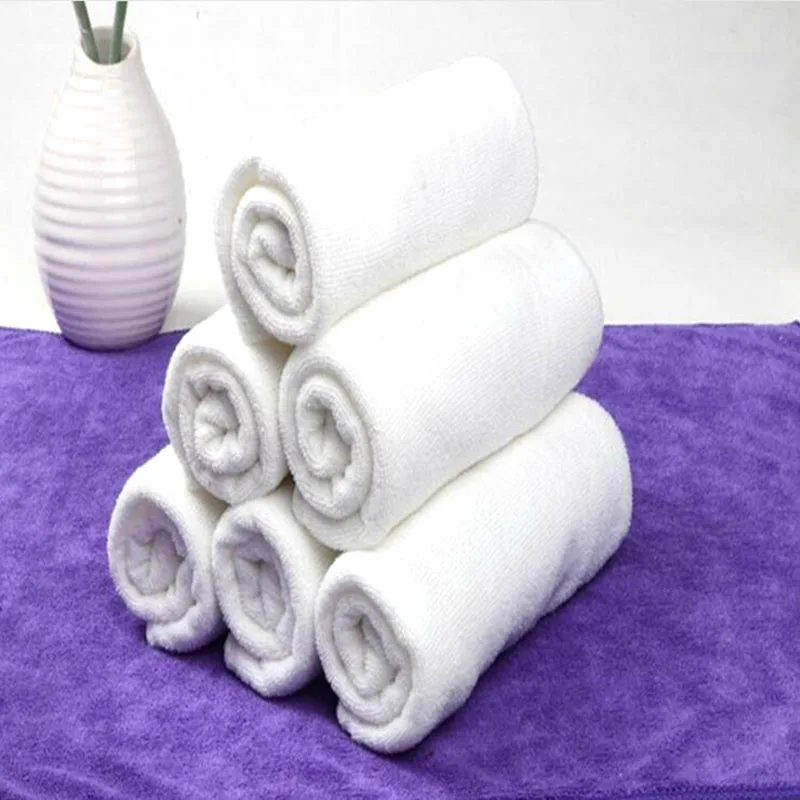 5pcs White Soft Microfiber Fabric Face Towel Hotel Bath Towel Wash