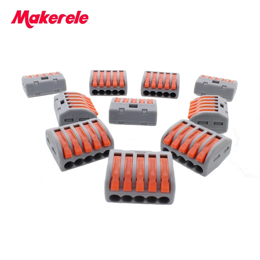 10/20/40 шт. Makerele 2PCT215 Универсальный Компактный проводной разъем 5 pin, проводниковый блок 0,08-2.5mm2