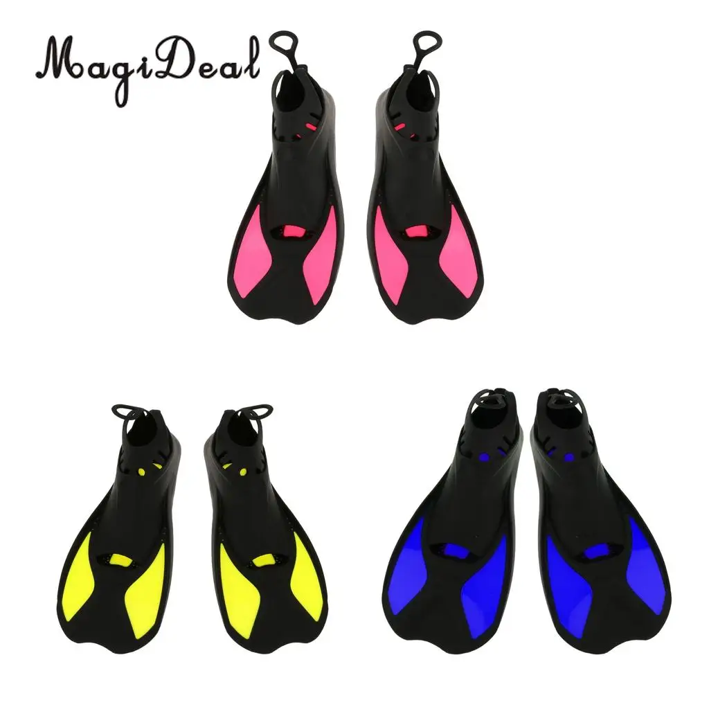 MagiDeal Kid Adult Full Foot Short Fins Scuba Diving Swim Training Flippers XXS/XS/S/M/L/XL Kid Adult Swimming Snorkeling Fin