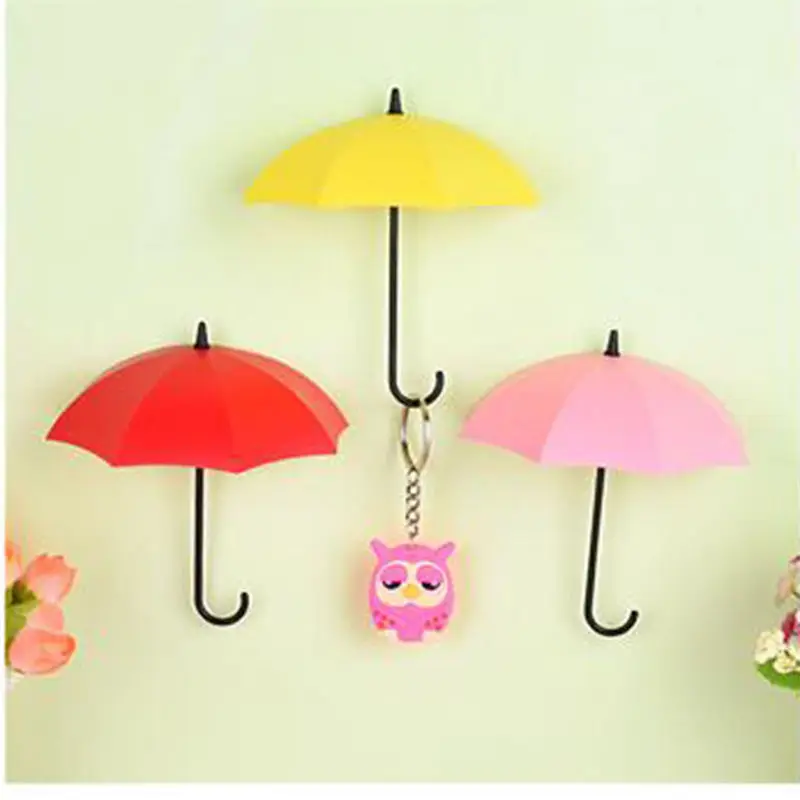 Креативный, 3 шт./лот, креативный, красочный, в форме зонта, настенный держатель для ключей, настенный крючок, вешалка для кухни, декоративный Органайзер - Цвет: A