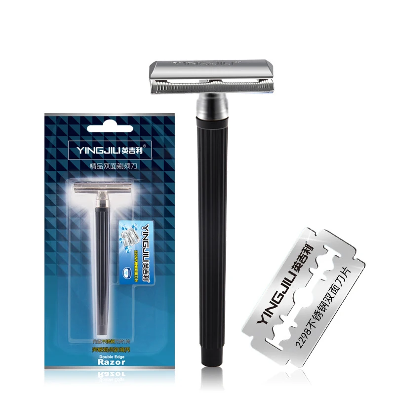 

1 Razor Handle + 1 Razor Men Shaving Classic Manual Shaver Double Edges Safety Razors Metal Traditional Shaver