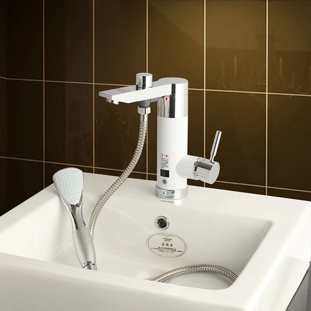 Instant Tankless 220V Electric Water Heater Faucet Cold & Hot Mixer Tap Under Water Electric Heating Kitchen Bathroom 3000W