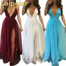 New Sexy Women Summer Long Dress Maxi BOHO Evening Party Dress Beach Dress High Waist Deep V Neck Summer Chiffon Dress Sundress summer deep v neck high waist maternity maxi dresses sleeveless draping long evening gown for pregnant women dinner slim dress