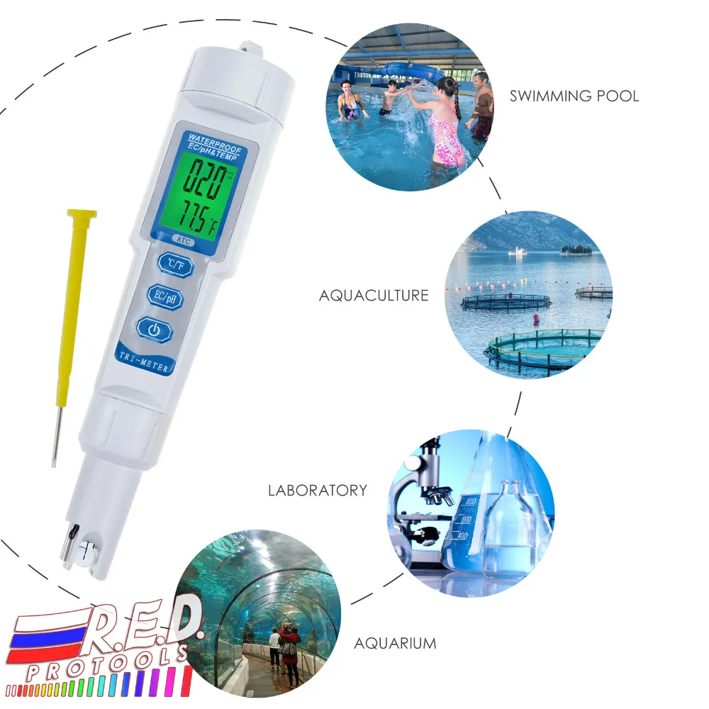 

Pen Type 3 in 1 Multi-Parameter Tester Water Quality Tester Acidometer with ATC Function & Replaceable Electrode Probe