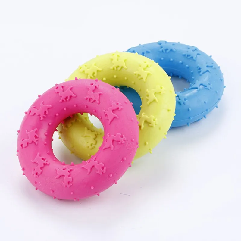 

Funny Chew Donut Circle Ring Small Dog Toys Sound Interactive Chew Pet Toys For Golden Retriever Large Dogs Training
