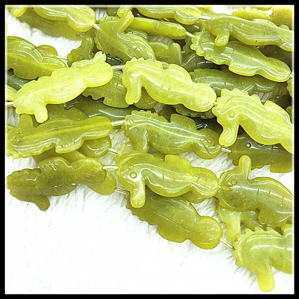 

10pcs wholesale jadee stone strands seahorse shape strings hot beads accessories size 33x13mm hot selling beads in European
