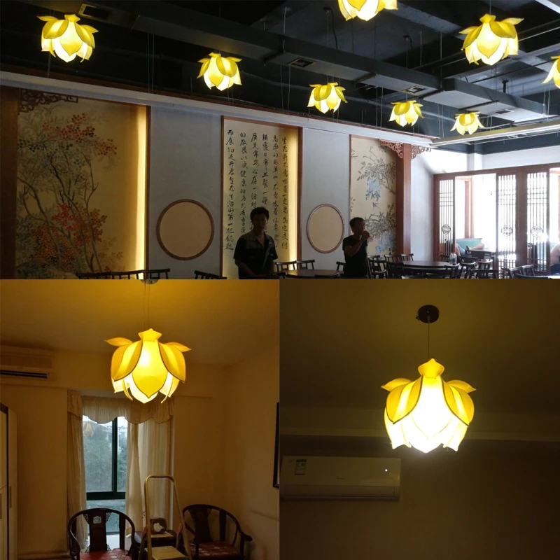 Новый китайский Лотос ткань hanglamp подвесные светильники лампы светодиодные для