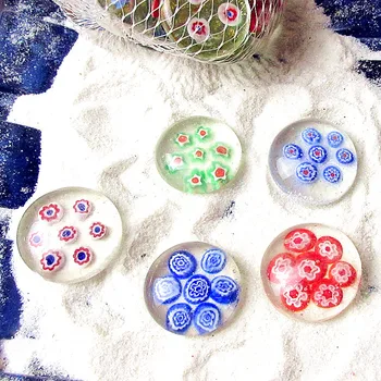 

10pcs custom hand made colorful Flat round Murano glass beads fish tank crafts charms Ornaments Aquarium Bottom accessories
