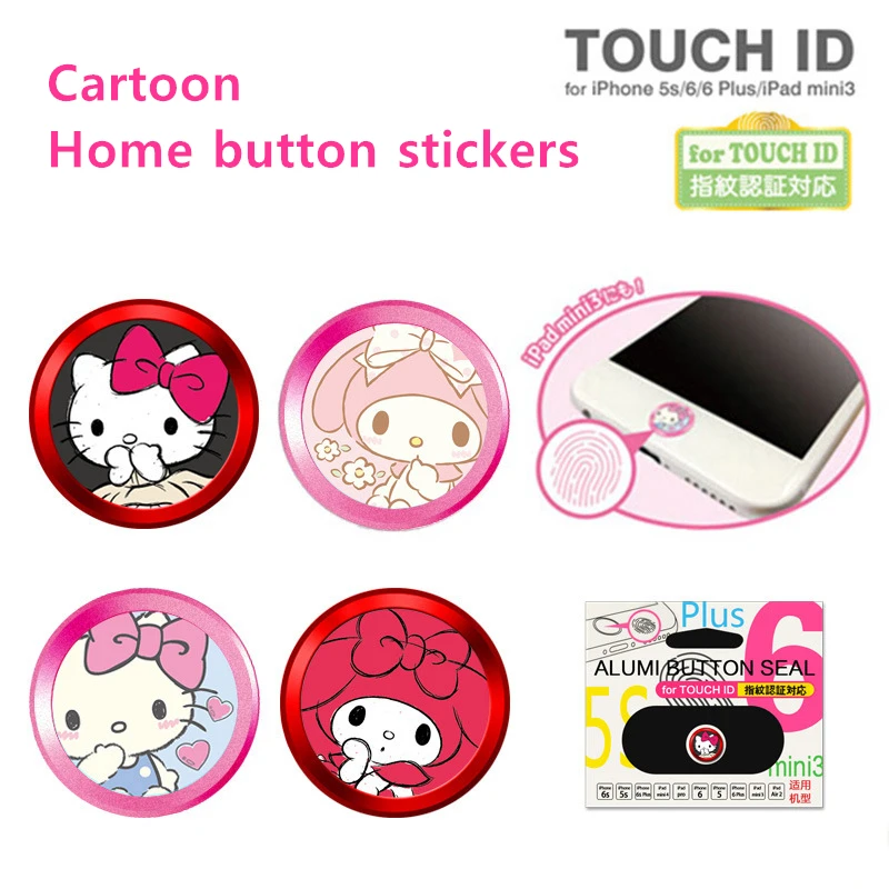 Милый медведь кошка мультфильм телефон Touch ID кнопка домой наклейка печать значок ключ чехлы пленка для IPhone 6 6s 7 plus 5 5S Se ipad mini 3