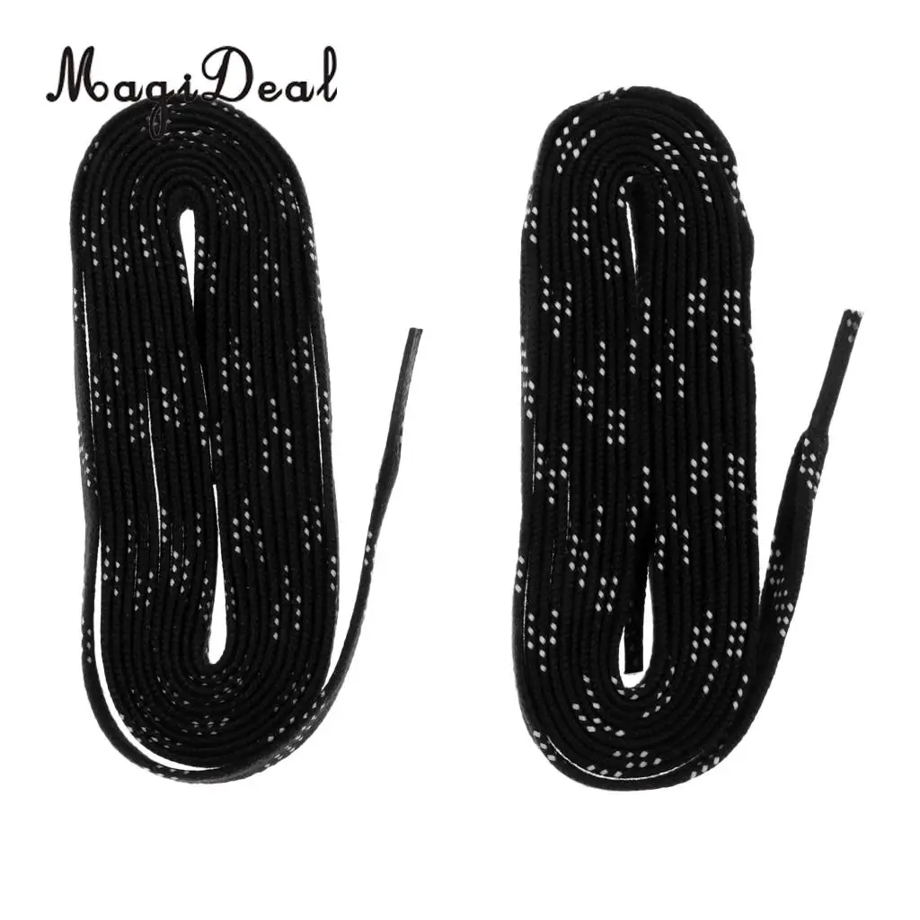 MagiDeal 1 Pair Adult Kids Non Skid Premium Sports Ice Hockey Skates Shoe Laces Shoelace 96/108/120 inch Black Shoelaces