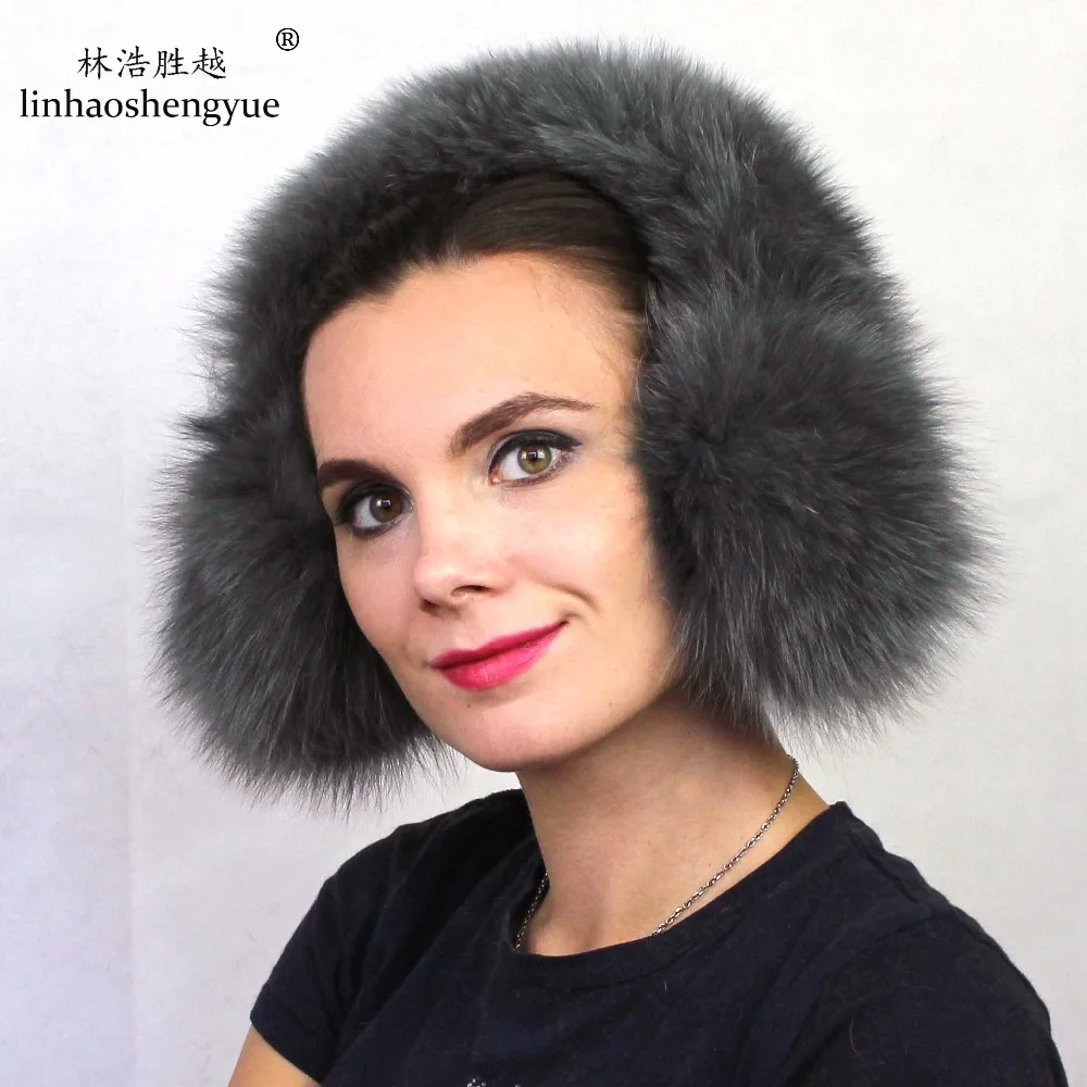 Linhaoshengyue 100 Real fox fur ear cover fashion warm winter for man