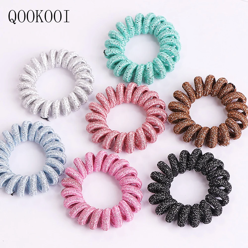 QOOKOO I Elastic Hair Bands Hair Ring Rope Spiral Nylon Rubber Band