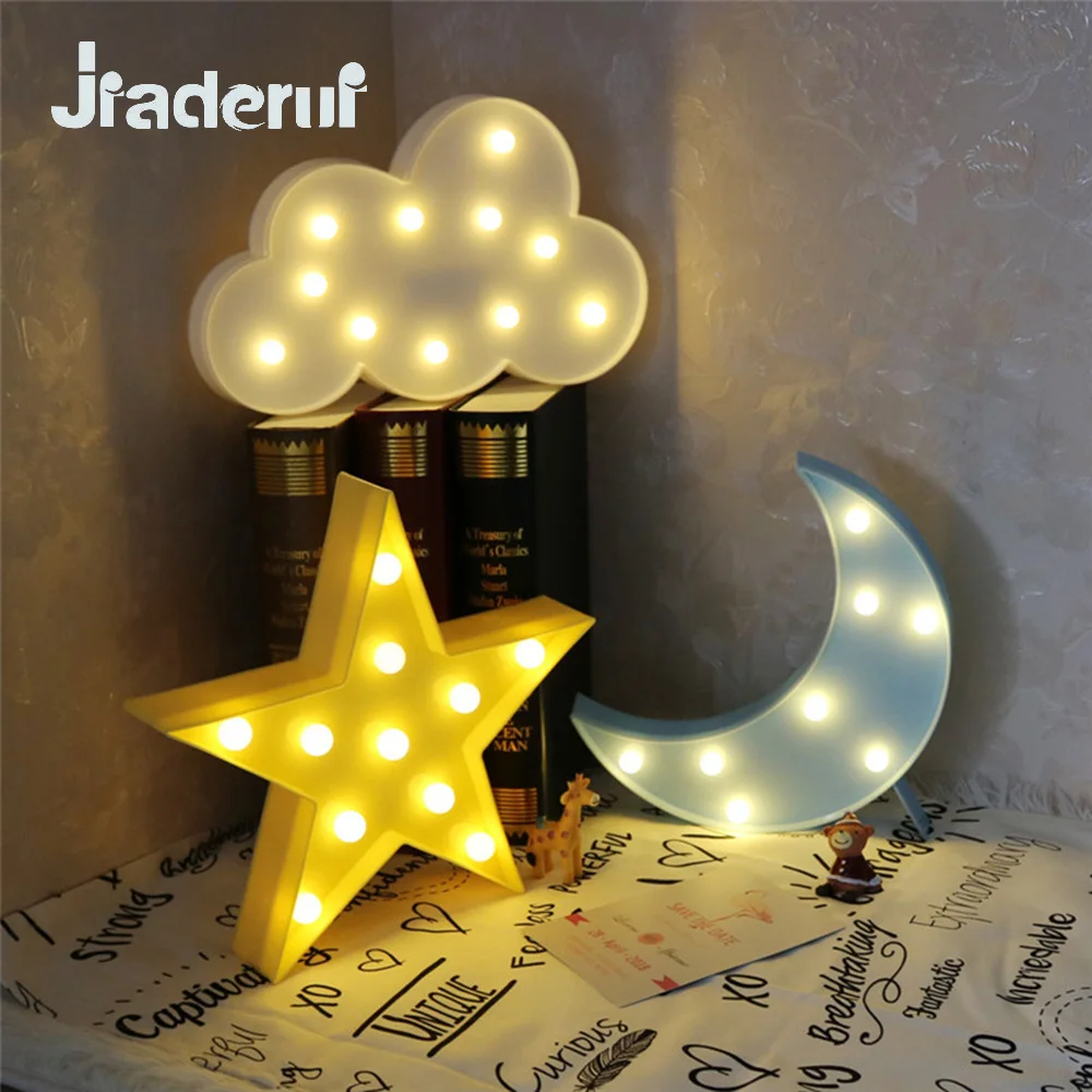 Jiaderui светодиодный светильник в виде звезды и Луны, милое облако, 3D ночник, светодиодный, милый, креативный светильник s для детской спальни, Декор, Детская Подарочная игрушечная лампа