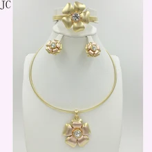 New High Quality Dubai Jewelry Set 3COLOR real Gold Plated Nigerian Wedding African Jewelry Sets Parure