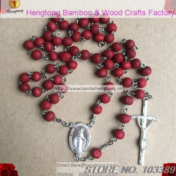 6*7mm bead scented rosary, wooden bead rosary necklace, religious