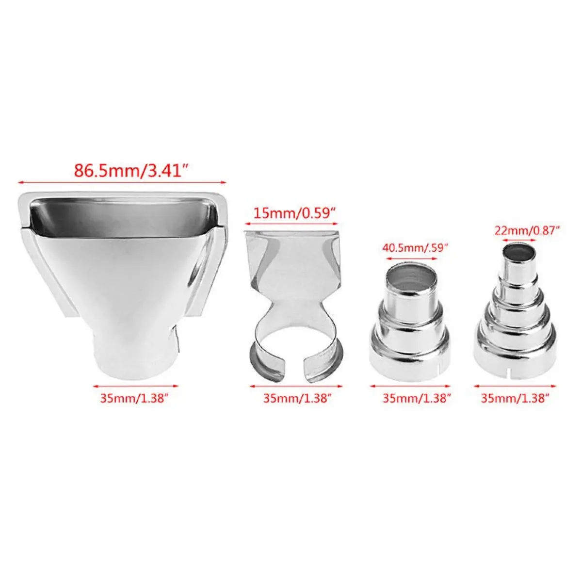 4Pcs Air Nozzles Electric Kit Accessories Industrial Tools Shrink Wrap Silver