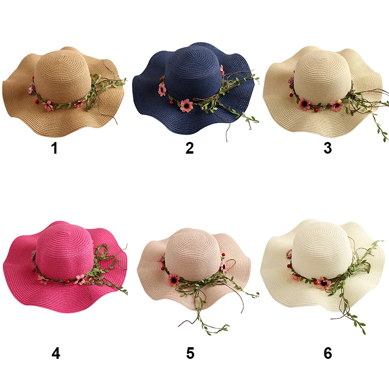 Женские летние модные лаконичные милые цветочные украшения сплошной цвет дышащий универсальные пляжные шляпы