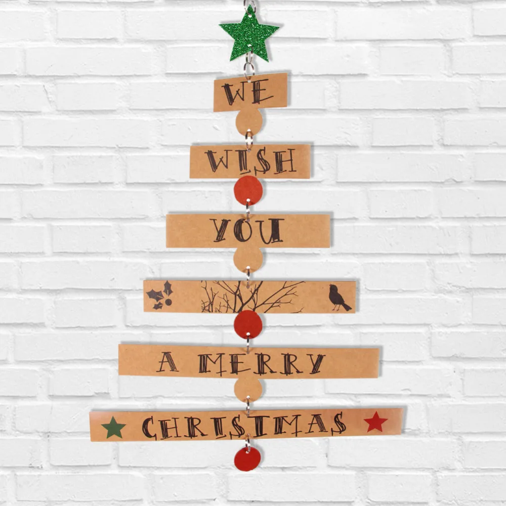 

Christmas Paper Door Hanger with Circles Glitter Stars Christmas Tree Shape Decor Xmas Party Hanging Decoration