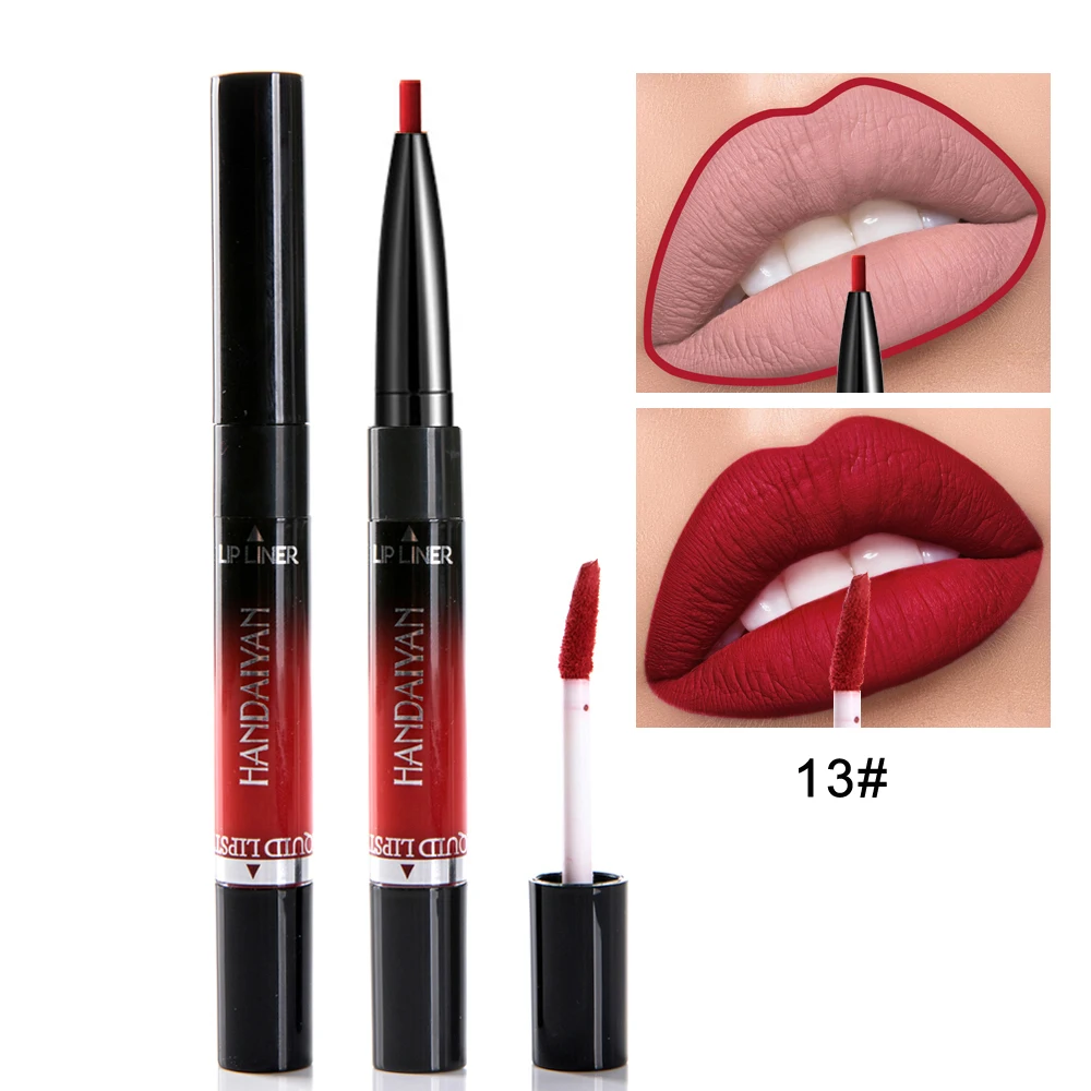 

Liquid Lipstick Double Ended Lip Kit Matte Lipsticks Tint Makeup Cosmetics Lip Liner Long Lasting Nude Lip Gloss Fast Ship
