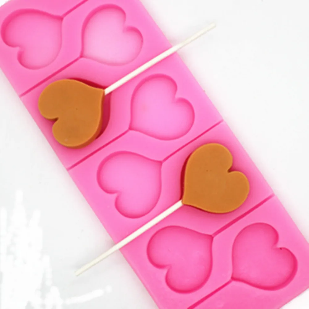 Heart shape lollipop silicone mold