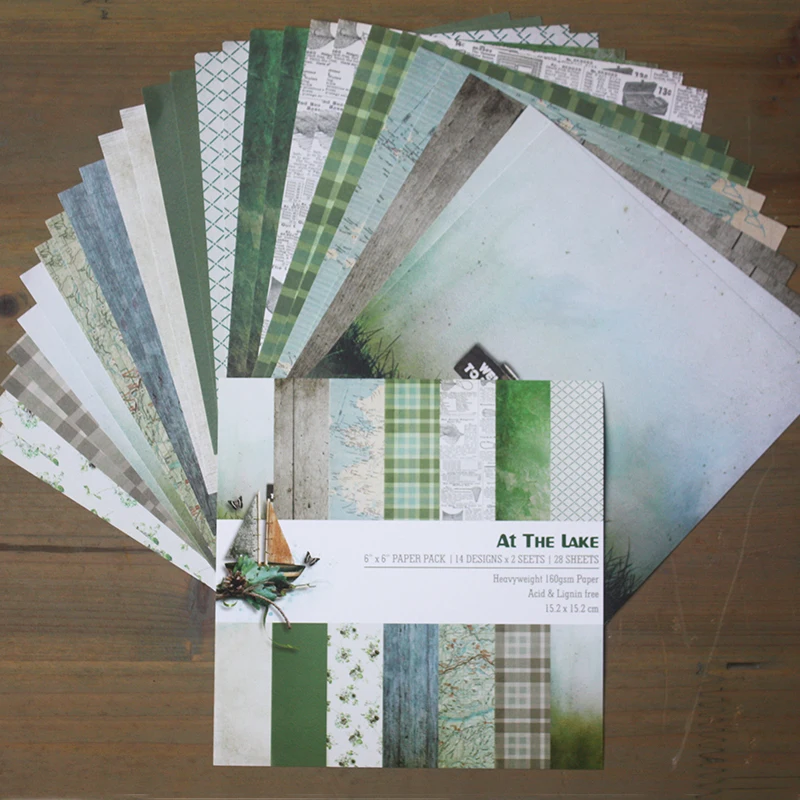 DIY lake style Scrapbooking paper pack of 28sheets handmade craft paper