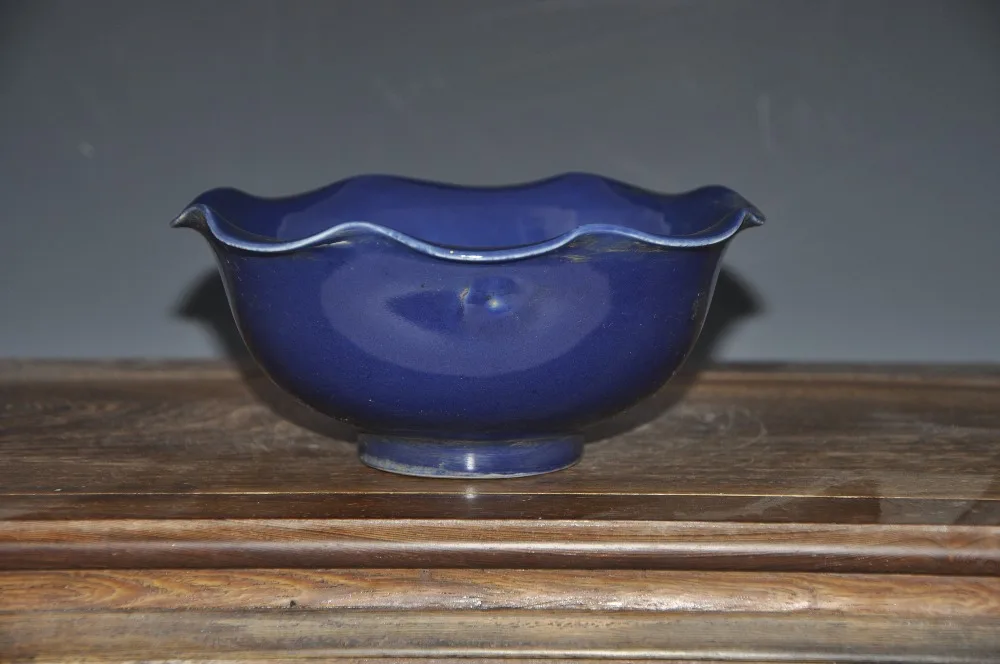 antique style ceramic porcelain vase blue flower shape bowl for