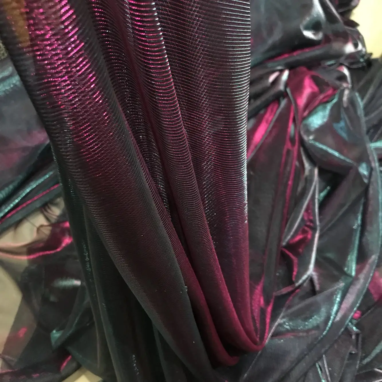 100x130cm Rose-blue Gradient Laser Electro-optic Metallic Color Elastic Cloth Mesh Fabric Tulle Party Decoration Fabrics