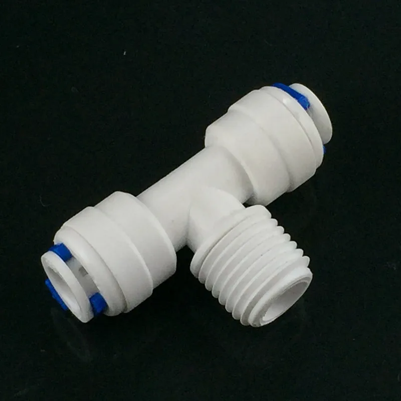 

10PCS/LOT Plastic pipe fitting Tee connector T type 1/4" to ID 6.35mm quick push in connect for water Free shipping
