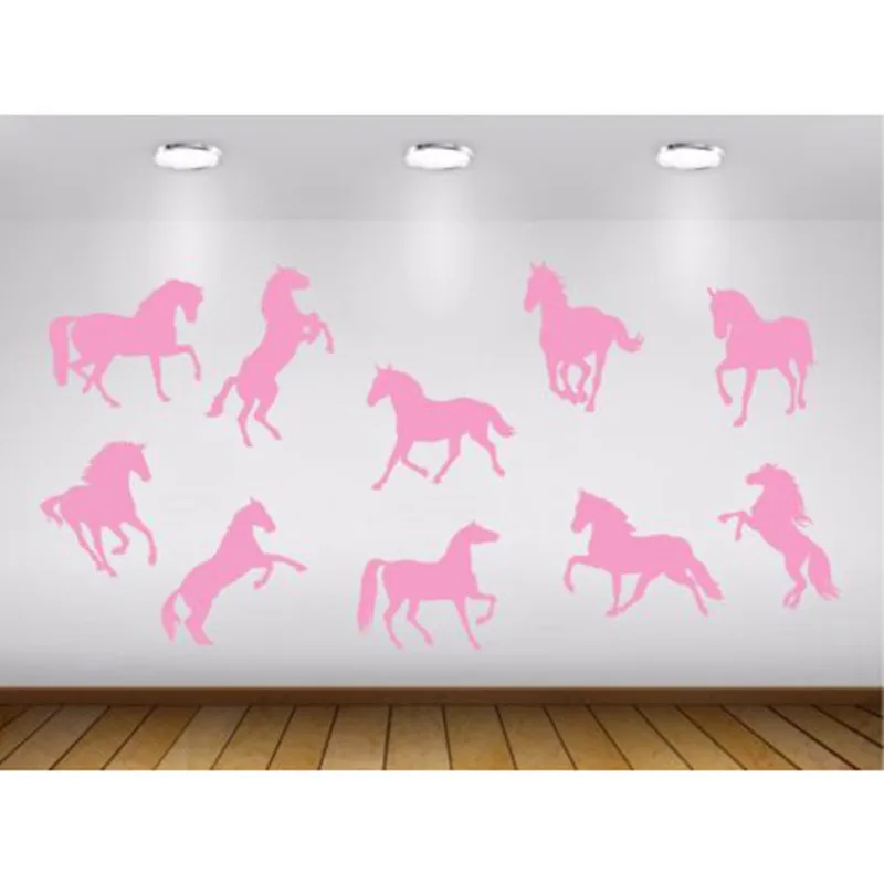 

ZN 10pcs/set Horse Wall Stickers Vinyl Wall Decals Decor Kids Room Living Room Wallpaper Removable Mural ZM12