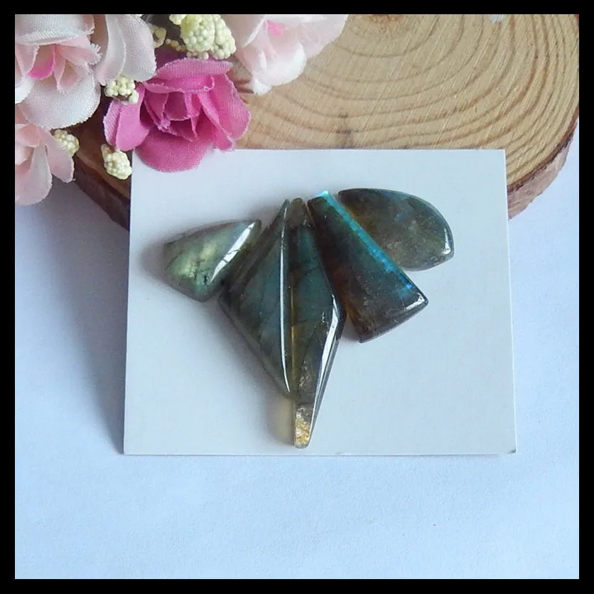 5 PCS Of Natural Labradorite Gemstone Cabochons 43x9x6mm 19x13x6mm 13.1g | Украшения и аксессуары