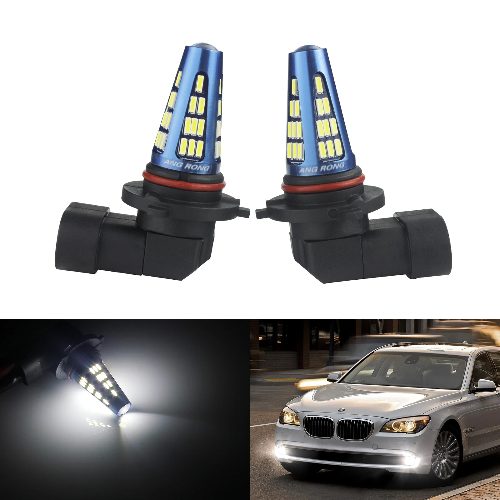 ANGRONG 2X HB3/9005 Ксеноновые белые SMD 48 светодиодные дневные ходовые Противотуманные