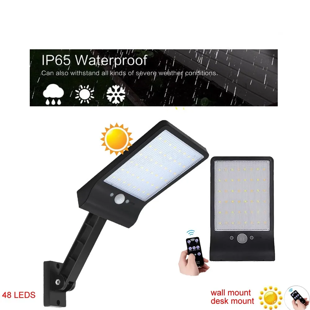 

remote control solar street light 48 LED 800 LM Solar Lamp Wall Light Outdoor Security Lightg Nightlight with Motion