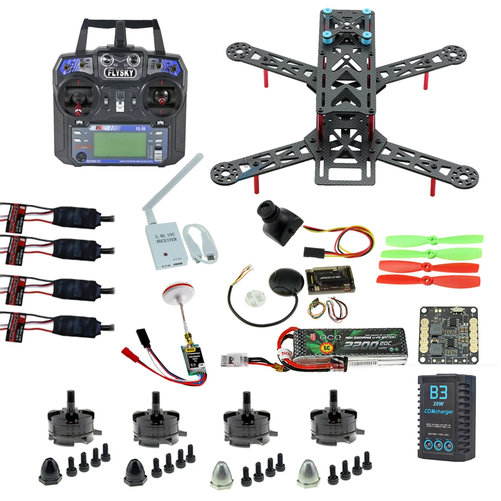 QAV280 Квадрокоптер FPV Racing из чистого углеродного волокна APM2.8 6 м gps Контроллер полета B3 зарядное устройство Flysky FS-i6 FS I6 пульт дистанционного управления