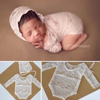 

Newborn Photography Props Accessories Infant Baby Photography Clothes Baby Lace Hat+Rompers Set Baby Girl Photo Props Accessory