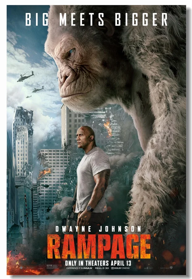 Rampage Dwayne Johnson The Rock Movie Large Poster Art Print