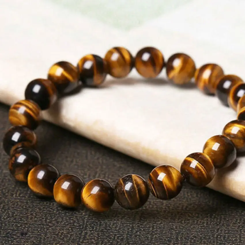 

New Tiger eye Stone 8mm Beads Men Jewelry Bracelet Elastic Bangle 545DR 28%