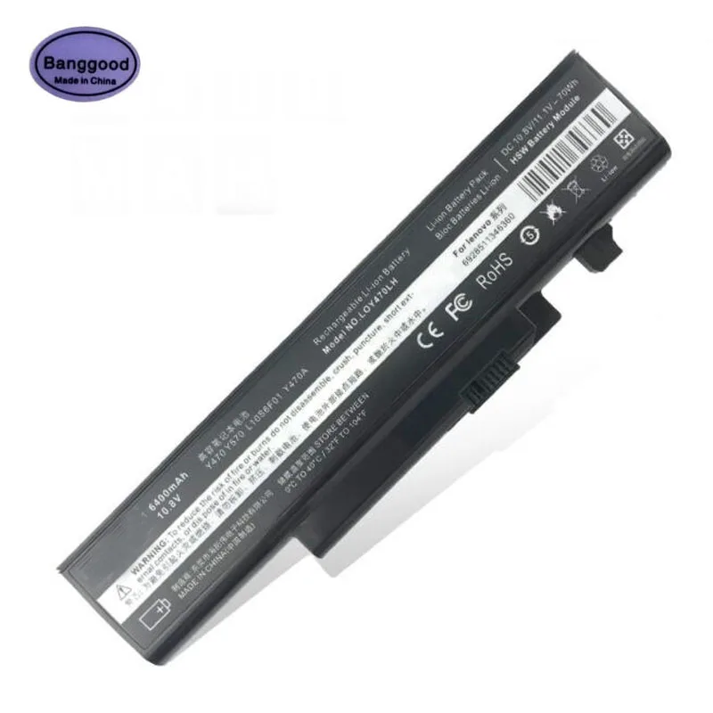 

Enhanced Version 10.8V 6400mAh Laptop Battery Pack for LENOVO IdeaPad Y470 Y470A Y570 Y570A Y570G 57Y6625 57Y6626 L10C6F01