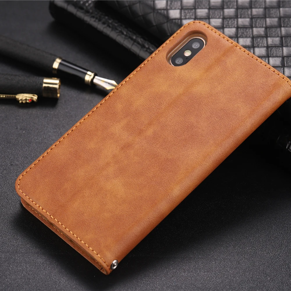 Флип чехол Haissky из искусственной кожи в стиле ретро для iPhone X Xs Max XR Магнитный