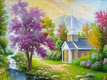 

Country scenery Diamond Painting house Natural scenery Diamond embroidery full round Country landscape Diamond painting