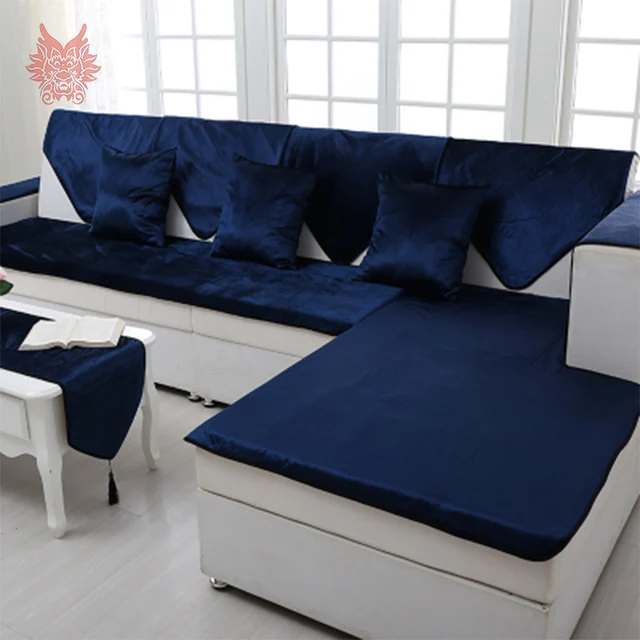 American Style Royal Blue Velvet Sofa Cover Flannel Plush Slipcovers American Style Royal Blue Velvet Sofa Cover Flannel Plush Slipcovers For Leather Warm Winter Canape
