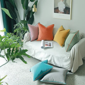 

DUNXDECO Cushion Cover Decorative Pillow Case Modern Simple Plain Color Soft Velvet Coussin Home Office Sofa Decorating