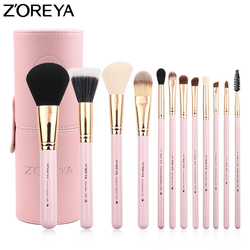 

ZOREYA 12Pcs Makeup Brush Set Lip Eyebrow Eyeshadow Powder Concealer Contour Brush Professional Makeup Brushes Makeup Brush Case