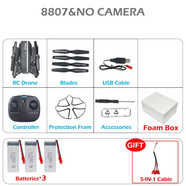 8807 Вт селфи Дрон мини с камерой WiFi FPV складной RC Квадрокоптер s Вертолет VS E58 E57 XS809HW X5SW H47 - Цвет: no cam   3 BAT