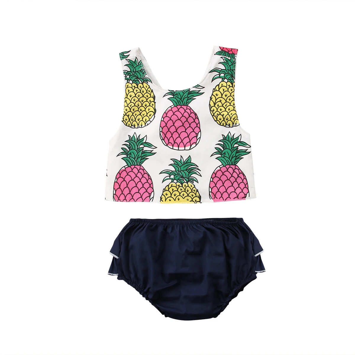 2PCS Newborn Infant Baby Girl Outfits Clothes Set Pineapple Print Tops