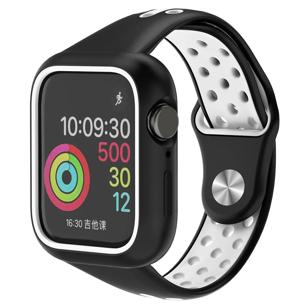 black White Защитный чехол EIMO для apple watch band iwatch 5 4 полосы 44 мм 40 мм i ремешок для часов браслет силиконовый антиосенний чехол Аксессуары - Цвет ремешка: black White