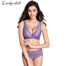 Ladychili Для женщин Нижнее бельё пикантные Провода жилет Форма бюстгальтер и Трусики для женщин комплект сзади 4 Крючки Широкий бюстгальтер и прозрачные Нижнее Бельё для девочек dd12