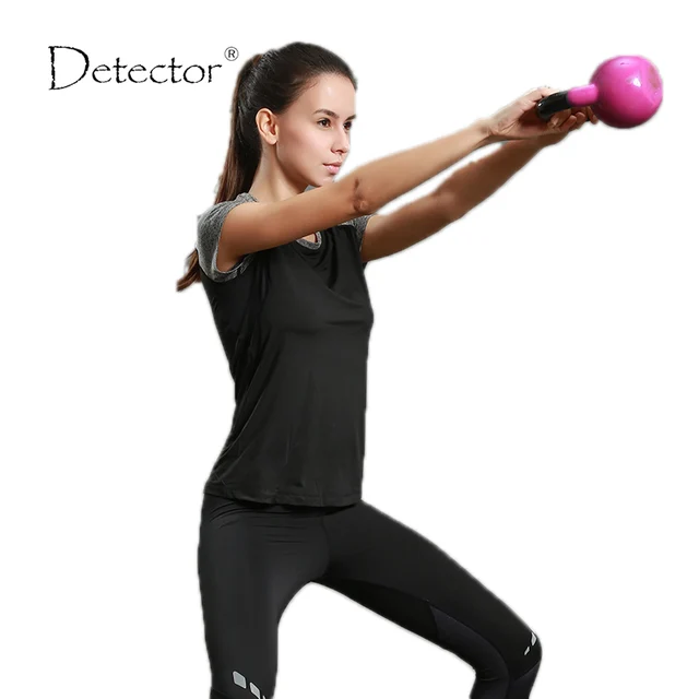 Detector Running Sports T shirt Dry Quick Yoga Gym Top Short-sleeved Fitness Tees Jogging Exercises Woman Tops