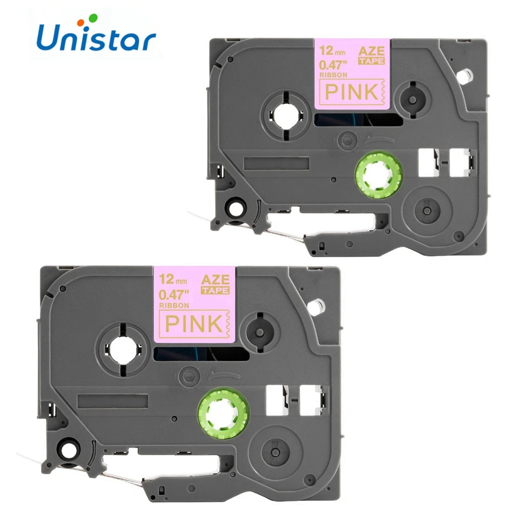 

Unistar 2pcs TZe Satin Ribbon compatible for Brother P Touch 12mm TZe-RE34 TZ-RE34 Label Tape Pink Color PTD200, PTD600 Printer